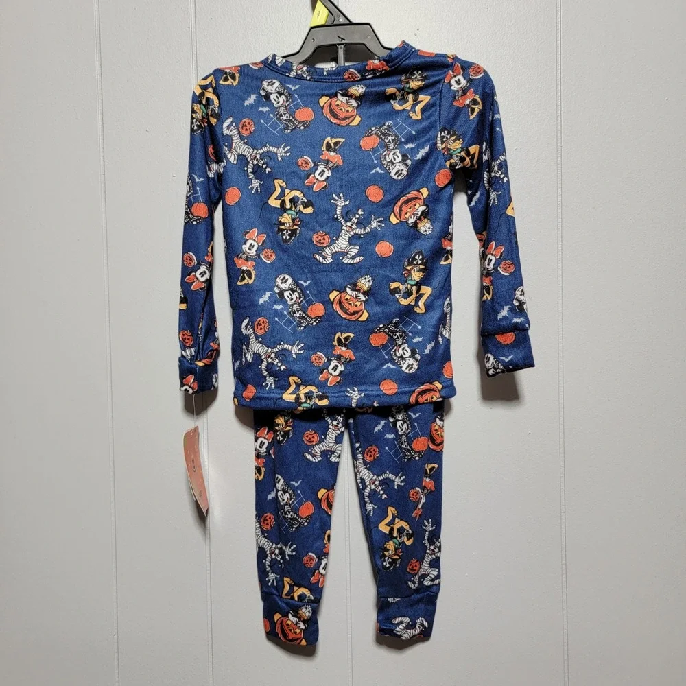 Disney Halloween Mickey Minnie Friends Pajamas Set 3T Blue Orange 2pc‎ New